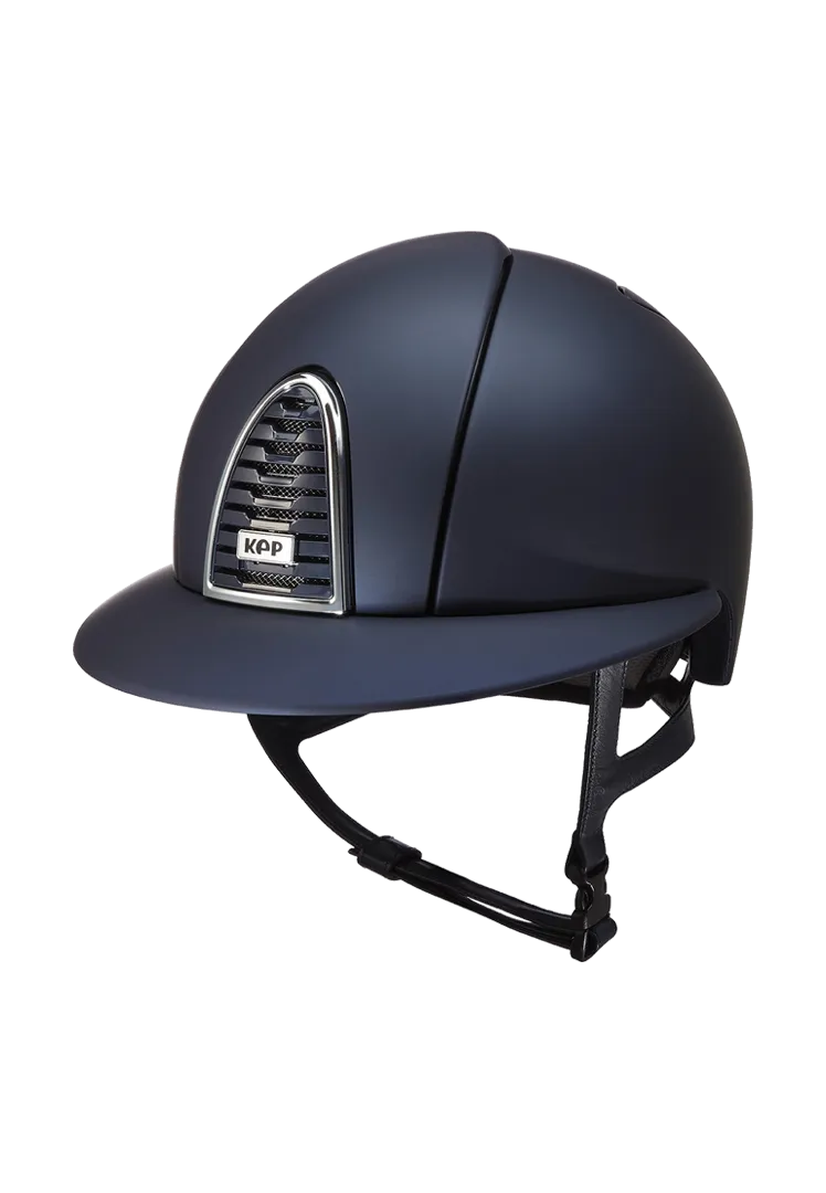 Cromo 2.0 Textile blue: frame chrome, grid raw black, polo visor - blau