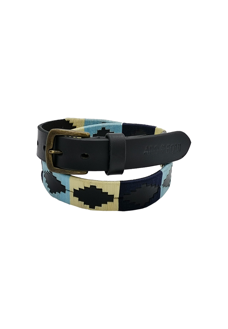 Pologürtel black - beige/lightblue/darkblue