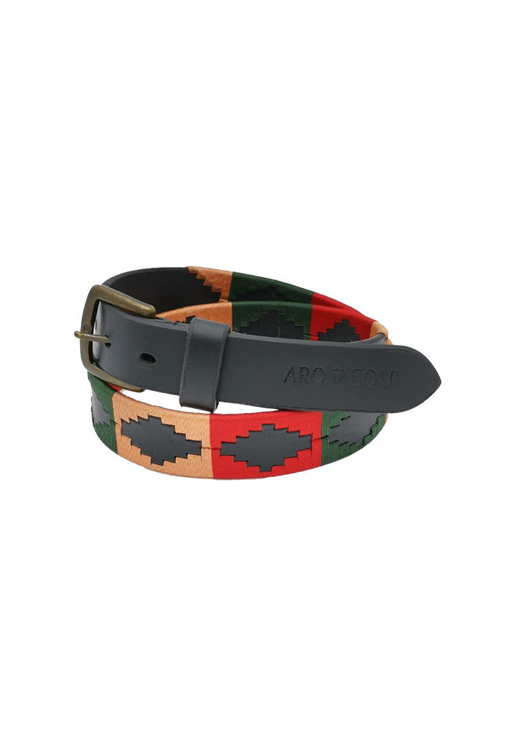 Pologürtel black - orange/darkgreen/red