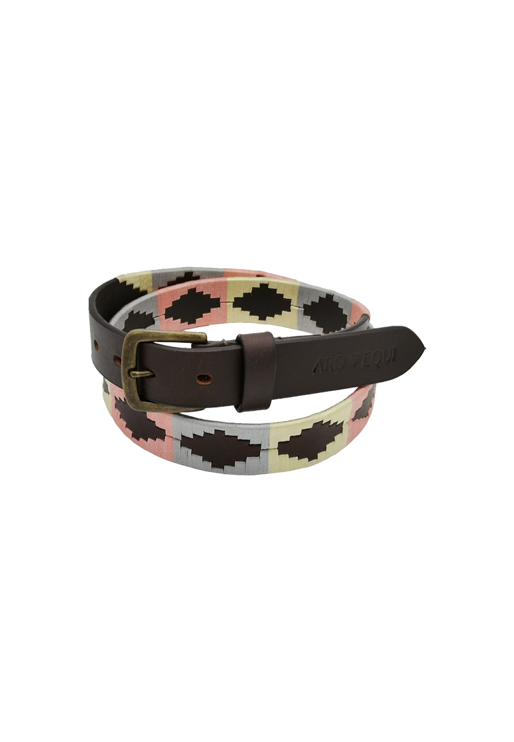 Pologürtel brown - beige/grey/pink