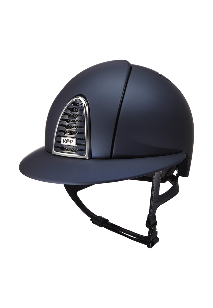 Cromo 2.0 Textile blue: frame chrome, grid raw black, polo visor - blau